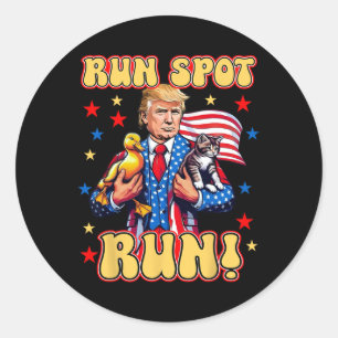 Funny Trump Run Harris Spot Run Dog Dete Election Classic Round Sticker