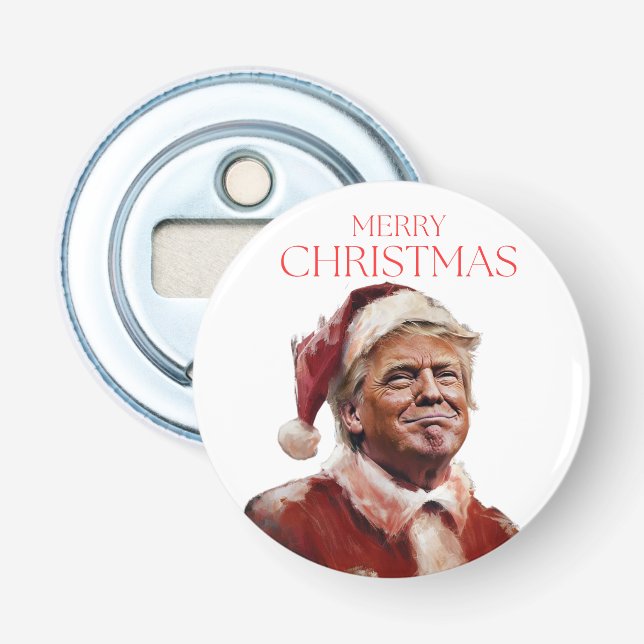 Funny Trump Santa Claus Christmas Card Bottle Opener (Front)