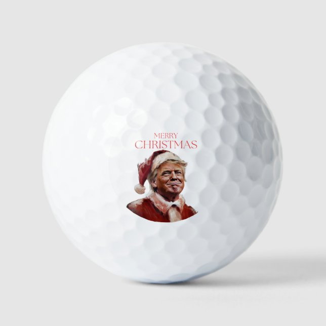 Funny Trump Santa Claus Christmas Card Golf Balls (Front)