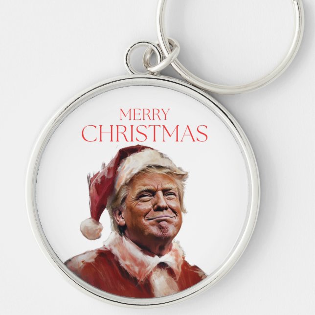 Funny Trump Santa Claus Christmas Card Key Ring (Front)