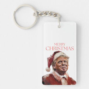 Funny Trump Santa Claus Christmas Card Key Ring