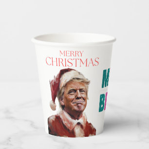 Funny Trump Santa Claus Christmas Card Paper Cups