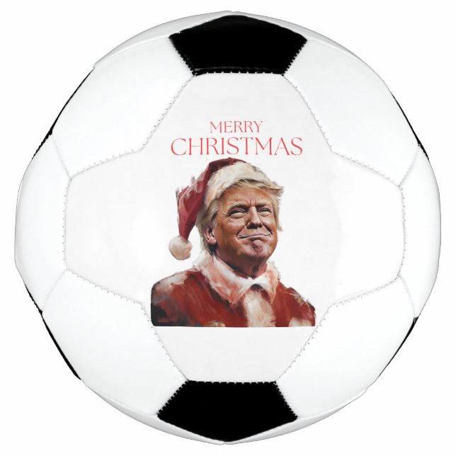 Funny Trump Santa Claus Christmas Card Soccer Ball (Front)