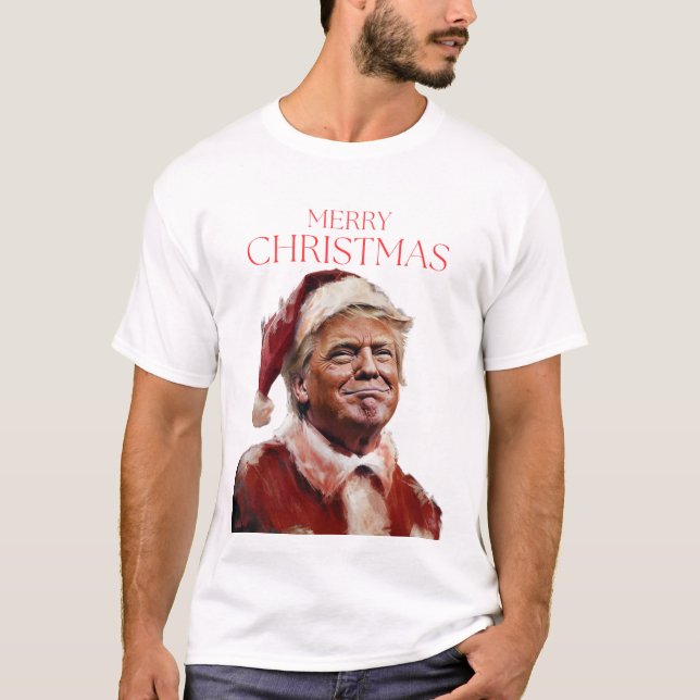 Funny Trump Santa Claus Christmas Card T-Shirt (Front)