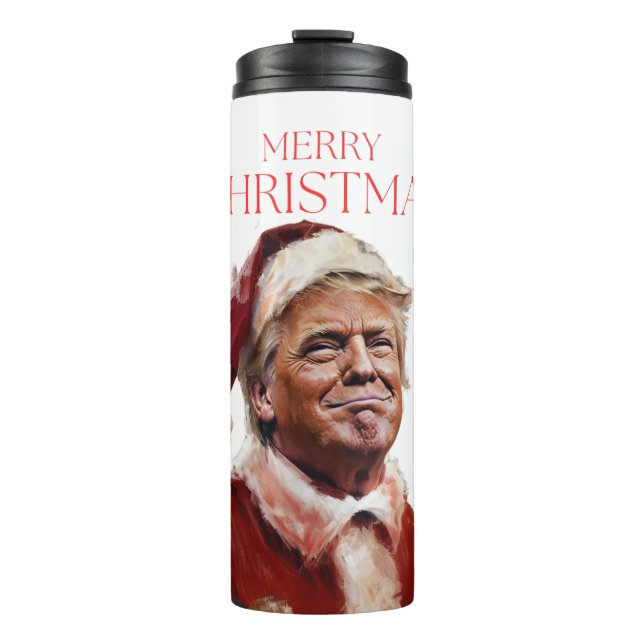 Funny Trump Santa Claus Christmas Card Thermal Tumbler (Front)