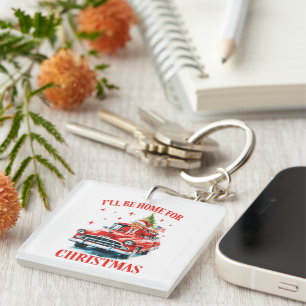 Funny Trump Santa Hat I'll Be Home for Christmas Key Ring
