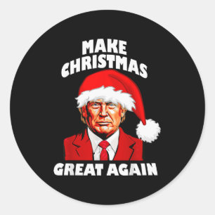 Funny Trump Santa Hat Make Christmas Great Again _ Classic Round Sticker