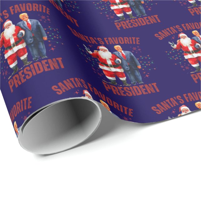 Funny Trump Santa's Favorite President Christmas Wrapping Paper (Roll Corner)