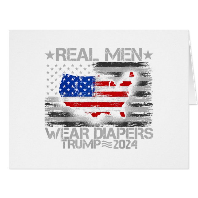 Funny Trump Shirt Real Men Wear Diapers Trump 2024 (Front Horizontal)
