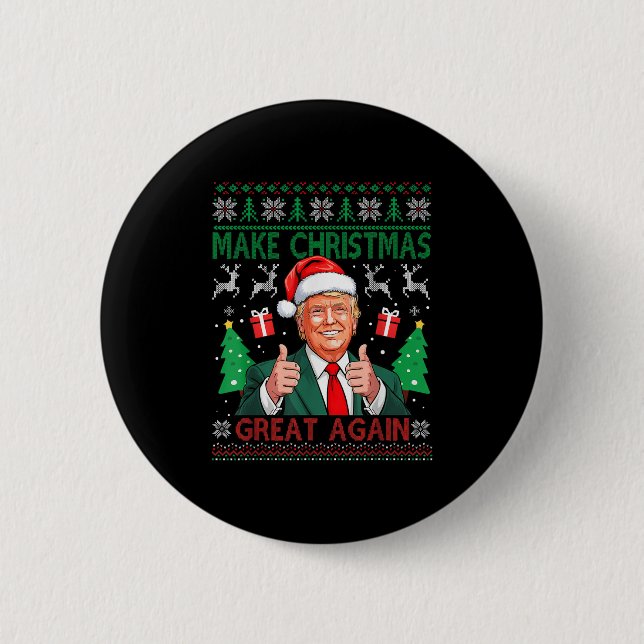 Funny Trump Ugly Xmas Sweater Make Christmas Great 6 Cm Round Badge (Front)