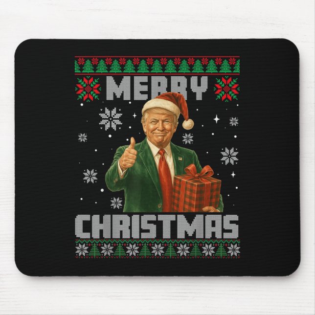 Funny Trump Ugly Xmas Sweater Make Christmas Great Mouse Pad (Front)
