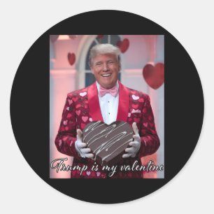 Funny Trump Valentine's Day Hugging Heart Toddler Classic Round Sticker