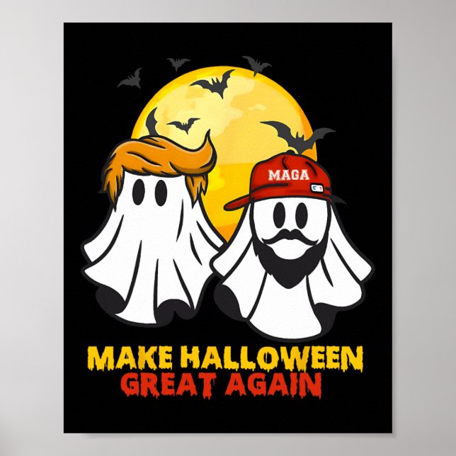 Funny Trump Vance Ghost Mega Hat Make Halloween Gr Poster (Front)