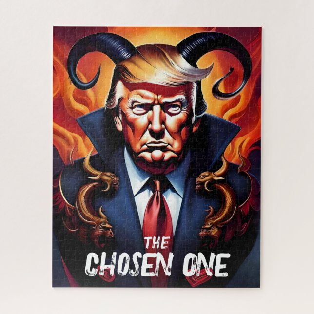 Funny Trump w/ Horns Chosen One Jigsaw Puzzle (Vertical)