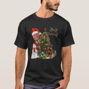 Funny Trump Wearing Santa Hat Merry Christmas T-Shirt