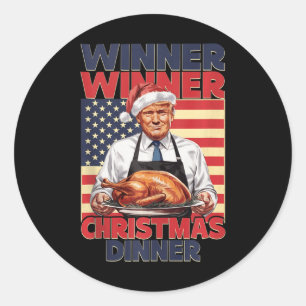 Funny Trump Winner Winner Christmas Dinner Santa A Classic Round Sticker
