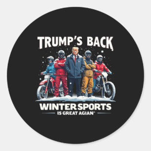 Funny Trump Winter Sports Snowboarding Team Cool V Classic Round Sticker