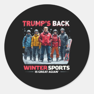 Funny Trump Winter Sports Snowboarding Team Vintag Classic Round Sticker
