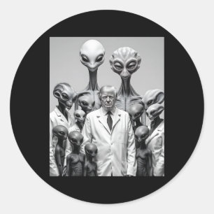 Funny Trump With Aliens Conspiracy Extraterrestria Classic Round Sticker