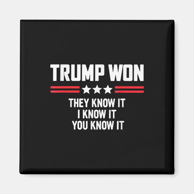 Funny Trump Won They Know It I Know It You Know Magnet (Front)