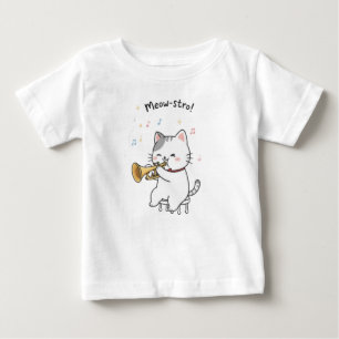 Funny Trumpet Cat – Cute Feline Jazz Musician Baby T-Shirt