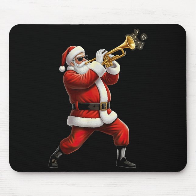 Funny Trumpet Santa Christmas Graphic Player Trump Mouse Pad (Front)