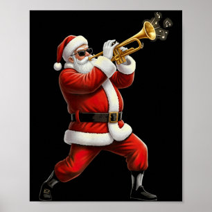 Funny Trumpet Santa Christmas Graphic Player Trump Poster