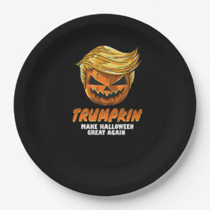 Funny Trumpkin Make Halloween Great Again Easy Co Paper Plate