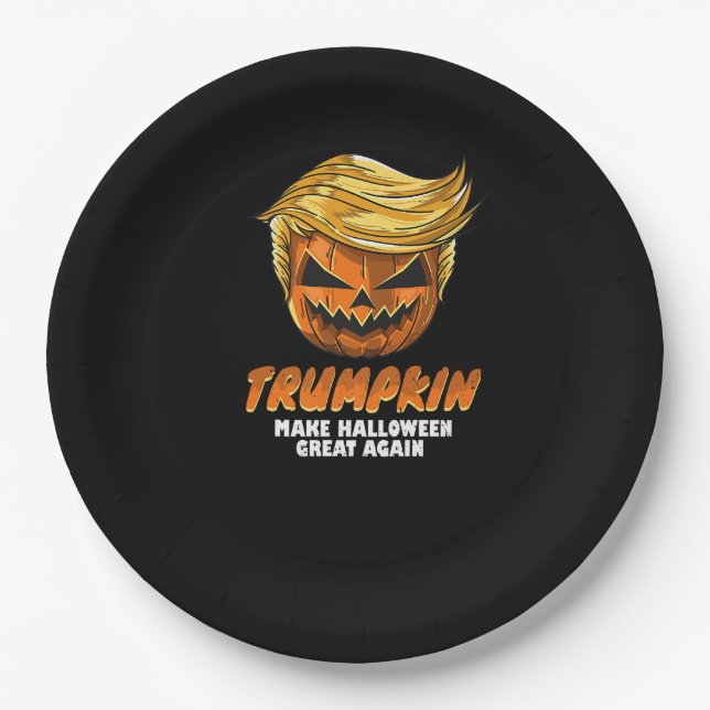 Funny Trumpkin  Make Halloween Great Again Easy Co Paper Plate (Front)