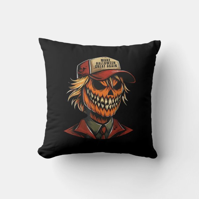 Funny Trumpkin Pumpkin Skeleton Make Halloween Gre Cushion (Front)