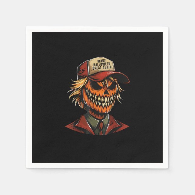 Funny Trumpkin Pumpkin Skeleton Make Halloween Gre Napkin (Front)