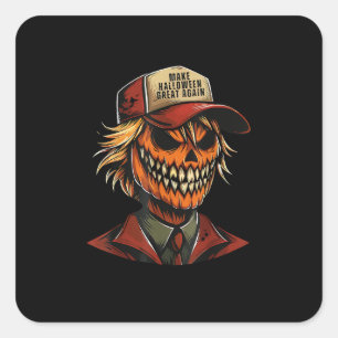 Funny Trumpkin Pumpkin Skeleton Make Halloween Gre Square Sticker