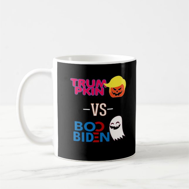 Funny Trumpkin Vs Boo Biden Halloween Design Class Coffee Mug (Left)