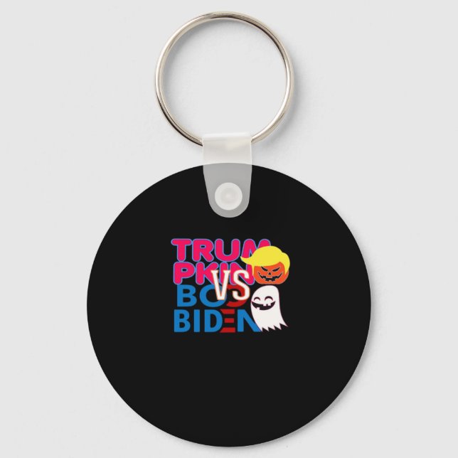 Funny Trumpkin Vs Boo Biden Halloween Design Class Key Ring (Front)