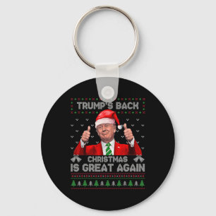 Funny Trump's Back Christmas Is Great Again Xmas P Key Ring
