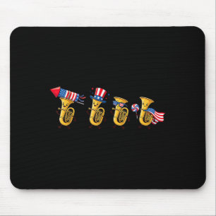 Funny Tuba Aamerican Usa Flag 250 Years 4th Of Mouse Pad
