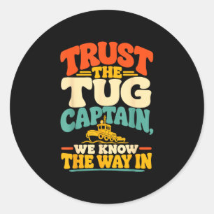 Funny tugboat captain harbour boat operator  classic round sticker