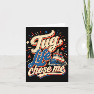 Funny tugboat crew captain  card