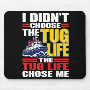 Funny tugboat crew captain harbour boat  mouse pad