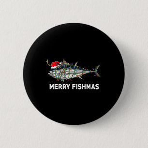 Funny Tuna Fish Christmas Santa Claus Xmas Fisherm 6 Cm Round Badge