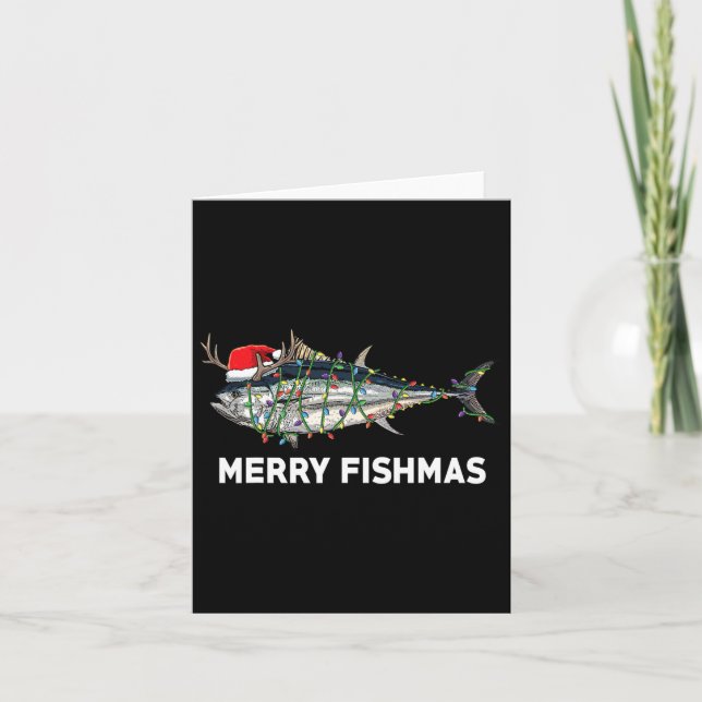 Funny Tuna Fish Christmas Santa Claus Xmas Fisherm Card (Front)
