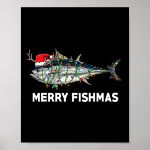 Funny Tuna Fish Christmas Santa Claus Xmas Fisherm Poster