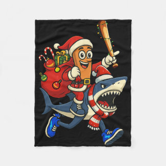 Funny Tung Tung Sahur Riding Tralala Xmas Italian  Fleece Blanket