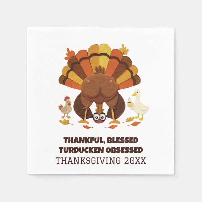 Funny Turducken Thanksgiving Napkin (Front)