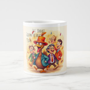 Funny Turkey and Friends, Let's Dance,Thanksgiving Large Coffee Mug