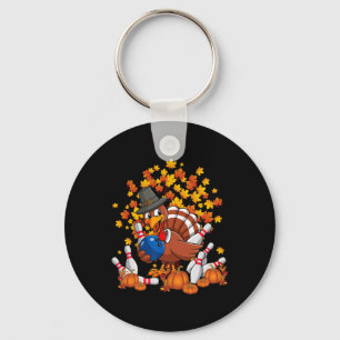 Funny Turkey Autumn Fall Thanksgiving Bowling Love Key Ring