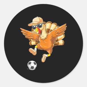 Funny Turkey Bicycle Kick Soccer Thanksgiving Boys Classic Round Sticker