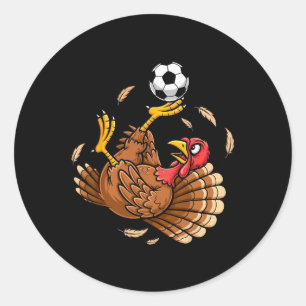 Funny Turkey Bicycle Kick Soccer Thanksgiving Boys Classic Round Sticker