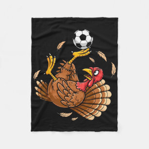 Funny Turkey Bicycle Kick Soccer Thanksgiving Boys Fleece Blanket