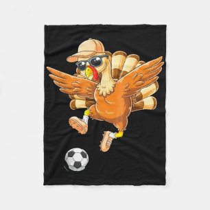 Funny Turkey Bicycle Kick Soccer Thanksgiving Boys Fleece Blanket
